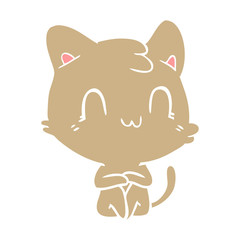 flat color style cartoon happy cat