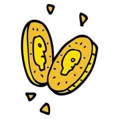 cartoon doodle gold coins