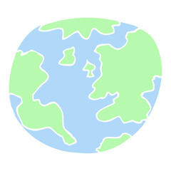 flat color illustration of a cartoon planet earth