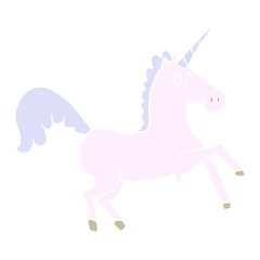 flat color style cartoon unicorn