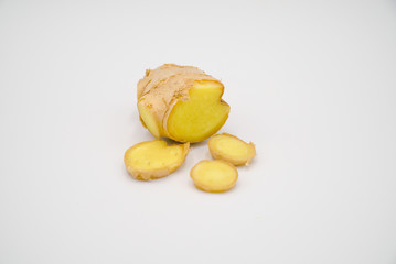ginger root on white background