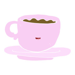 flat color style cartoon hot cup of coffee