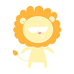 flat color style cartoon bored lion