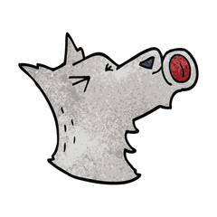 cartoon doodle howling wolf