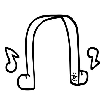 black and white headphones with musical notes clip art preview