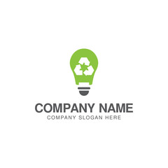 Light bulb and recycle logo design vector