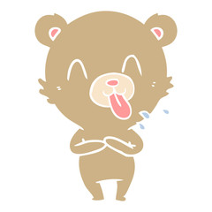 rude flat color style cartoon bear