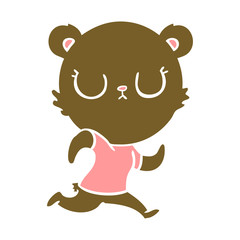 peaceful flat color style cartoon bear running