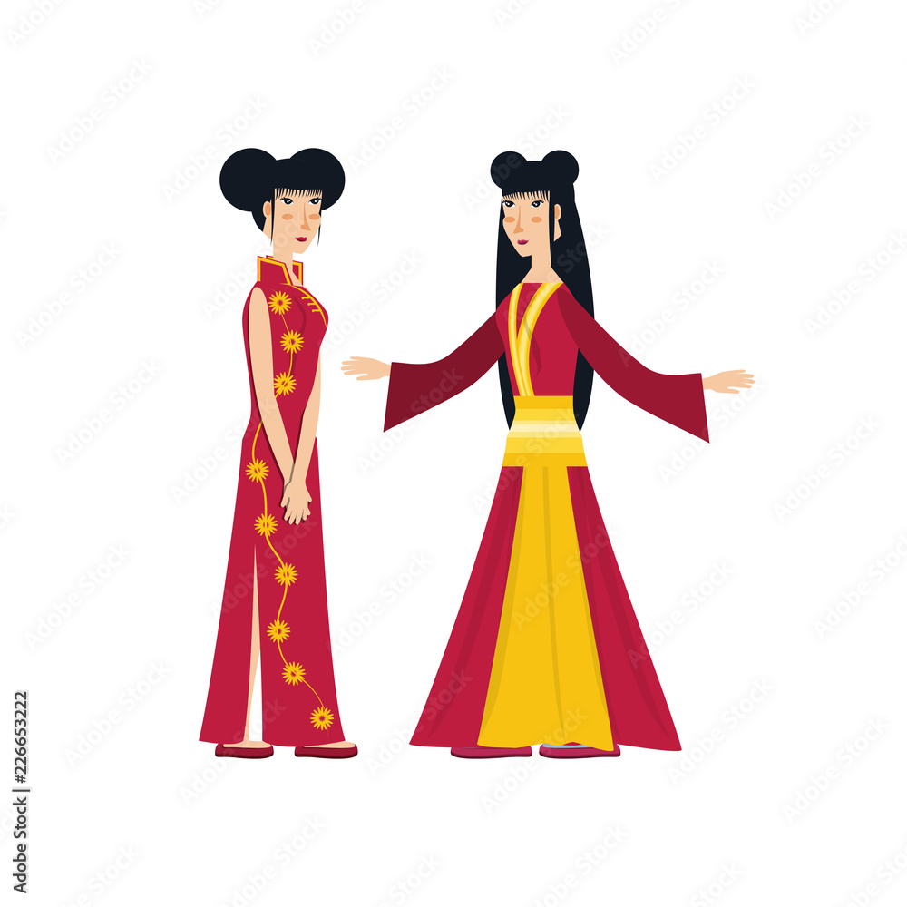 Poster group of women chinese avatar character