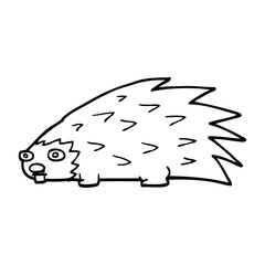 line drawing cartoon spiky hedgehog