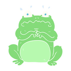 flat color illustration of a cartoon funny frog