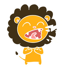 flat color style cartoon roaring lion