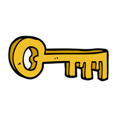 cartoon doodle gold key