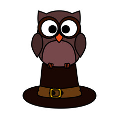 owl with pilgrim hat