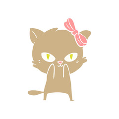 cute flat color style cartoon cat