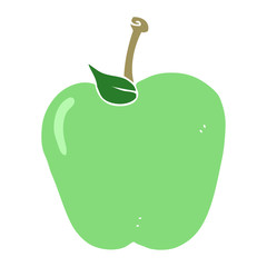 flat color illustration of a cartoon apple
