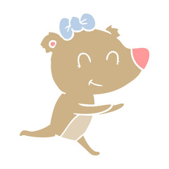 running female bear flat color style cartoon
