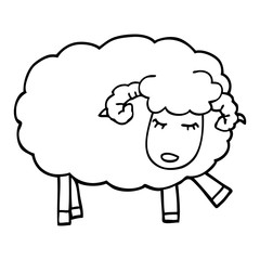 line drawing cartoon cute sheep