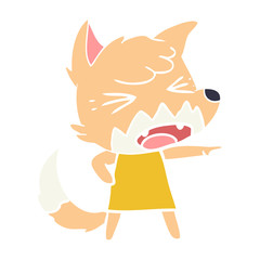 angry flat color style cartoon fox