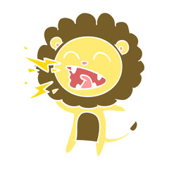 flat color style cartoon roaring lion