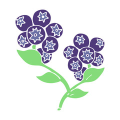 flat color illustration of a cartoon blueberries