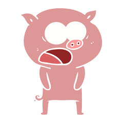flat color style cartoon pig shouting