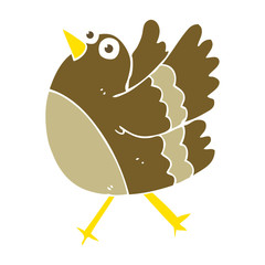 flat color illustration of a cartoon happy bird