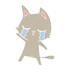 crying flat color style cartoon cat