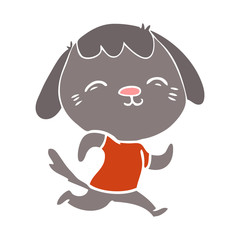 happy flat color style cartoon dog running