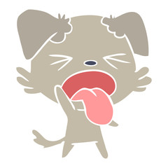 flat color style cartoon disgusted dog