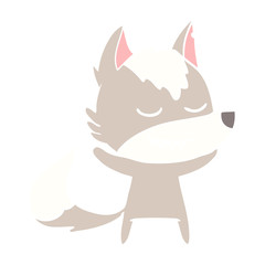 friendly flat color style cartoon wolf