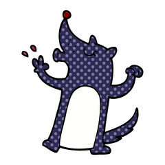 cartoon doodle howling wolf