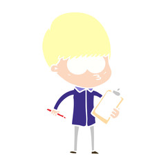 nervous flat color style cartoon boy