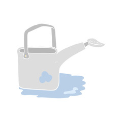 flat color illustration of a cartoon watering can