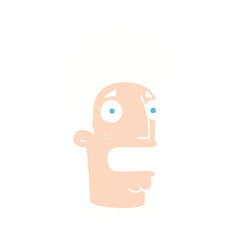 flat color illustration of a cartoon shocked man