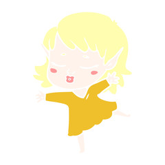 pretty flat color style cartoon elf girl dancing