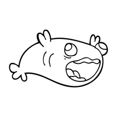 line drawing cartoon of a fish