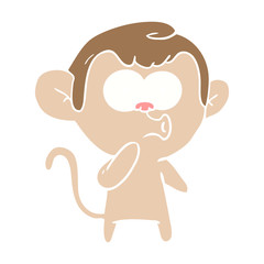 flat color style cartoon hooting monkey