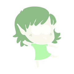 flat color style cartoon elf girl dancing