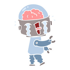 flat color style cartoon crying robot