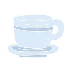 flat color illustration of a cartoon cup and saucer