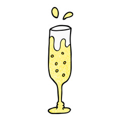 cartoon doodle glass of champagne