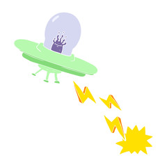 flat color illustration of a cartoon flying saucer