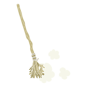 flat color illustration of a cartoon witch's broom