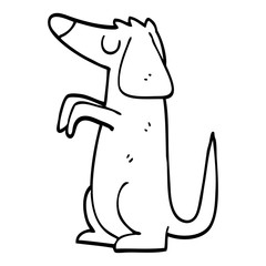 line drawing cartoon well behaved dog