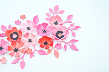Flower and leaf pink and black color made of paper