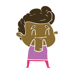 happy flat color style cartoon man