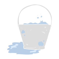 flat color illustration of a cartoon bucket of water