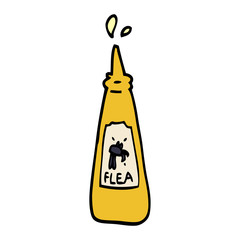 cartoon doodle flea treatment bottle