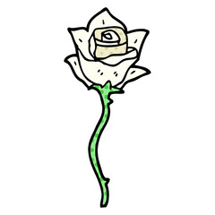 cartoon doodle white rose